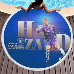 Eden Hazard  Chelsea Star Player Round Beach Towel 1