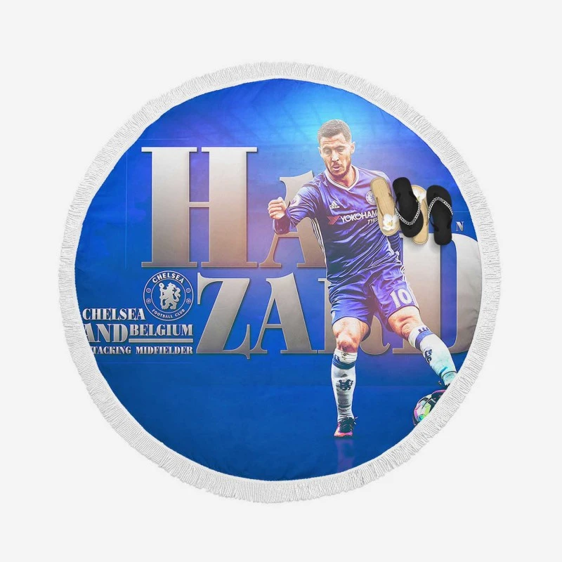 Eden Hazard  Chelsea Star Player Round Beach Towel