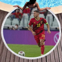 Eden Hazard Classic Soccer Player Round Beach Towel 1