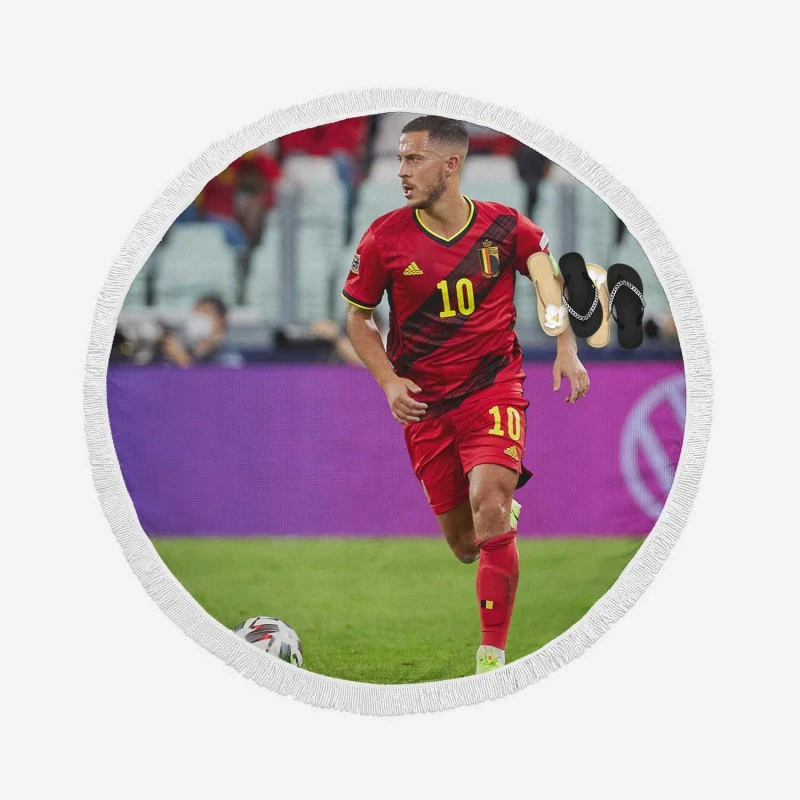 Eden Hazard Classic Soccer Player Round Beach Towel