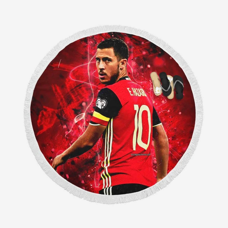 Eden Hazard Excellent Football Player Round Beach Towel