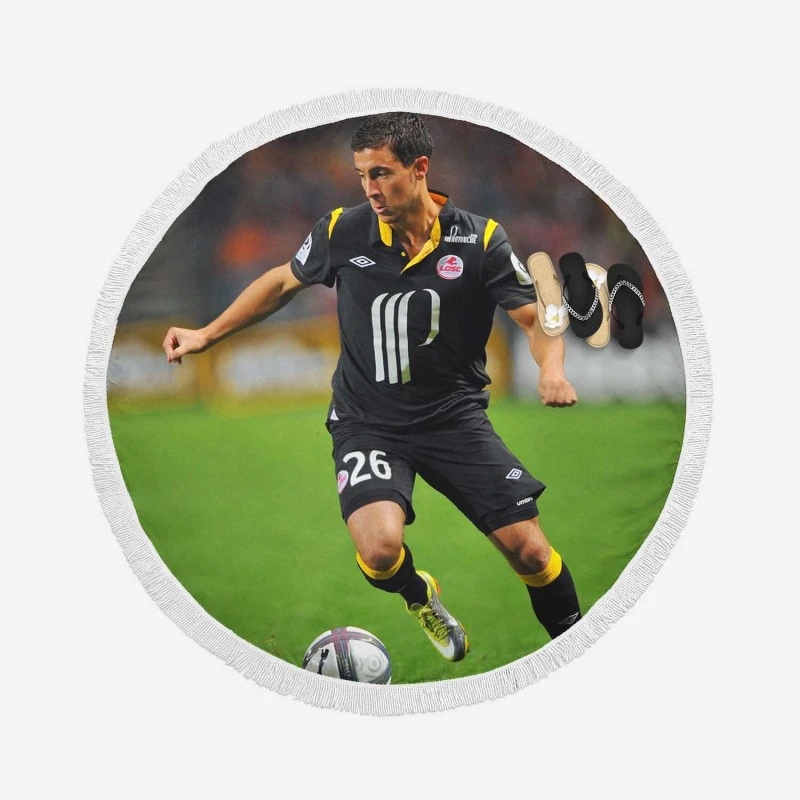 Eden Hazard LOSC LILLE Football Player Round Beach Towel