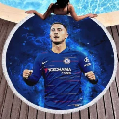 Eden Hazard Popular Chelsea Football Player Round Beach Towel 1