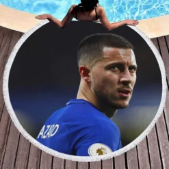 Eden Hazard Premier League Soccer Player Round Beach Towel 1