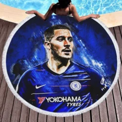 Eden Hazard Sensational Football Round Beach Towel 1