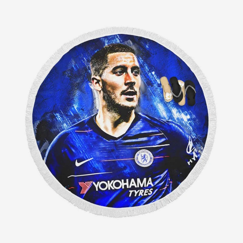 Eden Hazard Sensational Football Round Beach Towel