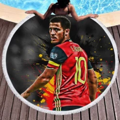 Eden Hazard Top Ranked Football Player Round Beach Towel 1