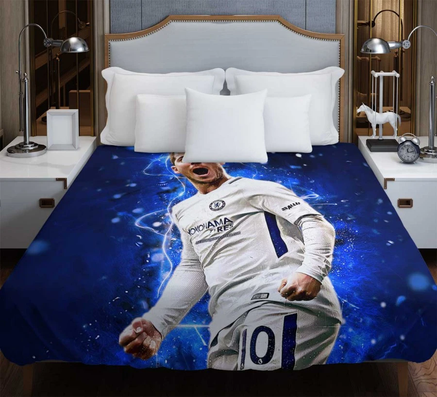 Eden Hazard in Chelsea White Jersey Duvet Cover