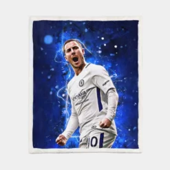 Eden Hazard in Chelsea White Jersey Sherpa Fleece Blanket 1