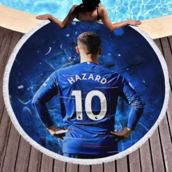 Eden Hazard in Number Ten jersey Round Beach Towel 1