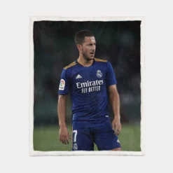 Eden Hazard in Real Madrid Blue Jersey Sherpa Fleece Blanket 1