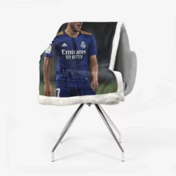 Eden Hazard in Real Madrid Blue Jersey Sherpa Fleece Blanket 2