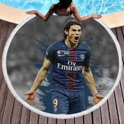 Edinson Cavani Exciting PSG Football Player Round Beach Towel 1