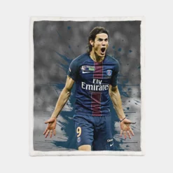 Edinson Cavani Exciting PSG Football Player Sherpa Fleece Blanket 1