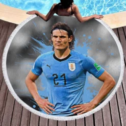 Edinson Cavani Populer Uruguayan Football Player Round Beach Towel 1