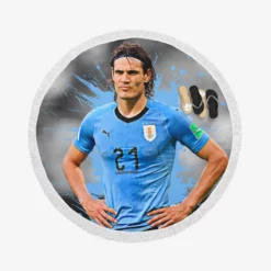 Edinson Cavani Populer Uruguayan Football Player Round Beach Towel