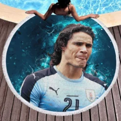 Edinson Cavani Top Ranked Uruguayan Football Player Round Beach Towel 1