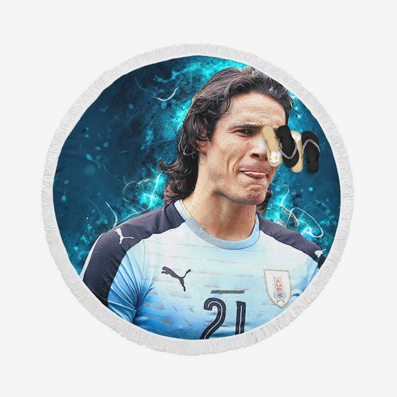 Edinson Cavani Top Ranked Uruguayan Football Player Round Beach Towel