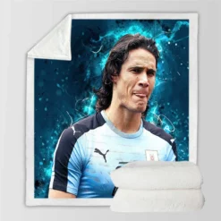 Edinson Cavani Top Ranked Uruguayan Football Player Sherpa Fleece Blanket