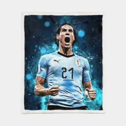 Edinson Cavani Uruguayan Energetic Football Player Sherpa Fleece Blanket 1