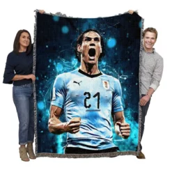 Edinson Cavani Uruguayan Energetic Football Player Woven Blanket