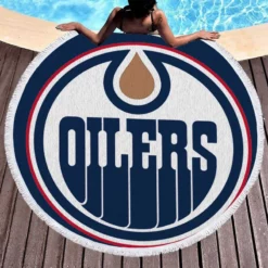 Edmonton Oilers Professional NHL Hockey Team Round Beach Towel 1