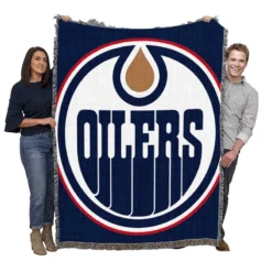 Edmonton Oilers Professional NHL Hockey Team Woven Blanket