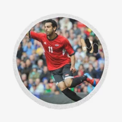 Egyptian Football Player Mohamed Salah Round Beach Towel