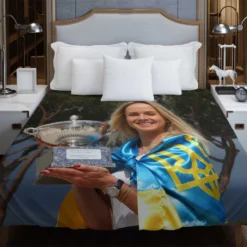 Elina Svitolina Energetic Tennis Player Duvet Cover