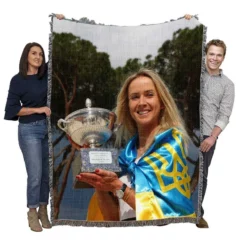 Elina Svitolina Energetic Tennis Player Woven Blanket