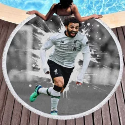 Elite Liverpool Soccer Player Mohamed Salah Round Beach Towel 1