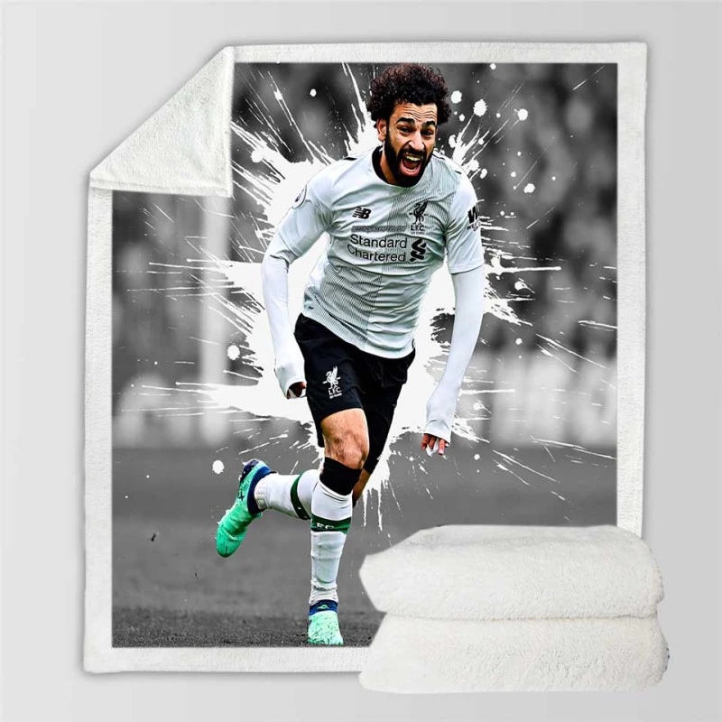 Elite Liverpool Soccer Player Mohamed Salah Sherpa Fleece Blanket