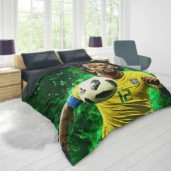 Encouraging Football Player Marcelo Vieira Duvet Cover 1