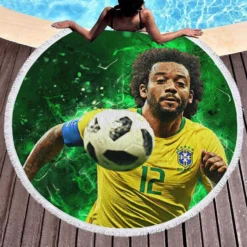 Encouraging Football Player Marcelo Vieira Round Beach Towel 1