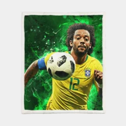 Encouraging Football Player Marcelo Vieira Sherpa Fleece Blanket 1