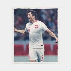 Encouraging Football Player Robert Lewandowski Sherpa Fleece Blanket 1