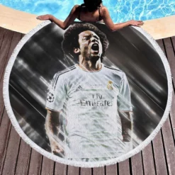 Enduring Football Player Marcelo Vieira Round Beach Towel 1