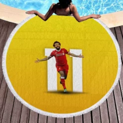 Enduring Liverpool Football Player Mohamed Salah Round Beach Towel 1