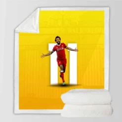 Enduring Liverpool Football Player Mohamed Salah Sherpa Fleece Blanket