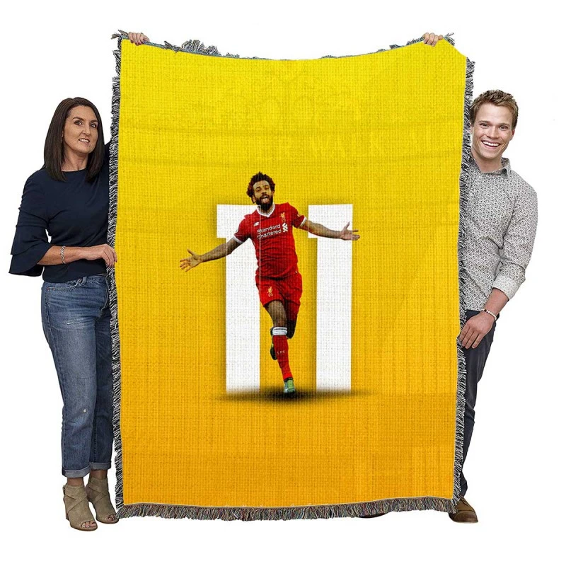 Enduring Liverpool Football Player Mohamed Salah Woven Blanket