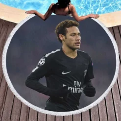 Enduring PSG Football Player Neymar Round Beach Towel 1