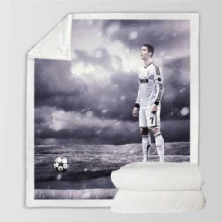 Enduring Real Madrid Cristiano Ronaldo Football Player Sherpa Fleece Blanket