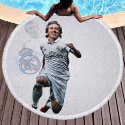 Energeric Croatian Football Player Luka Modric Round Beach Towel 1