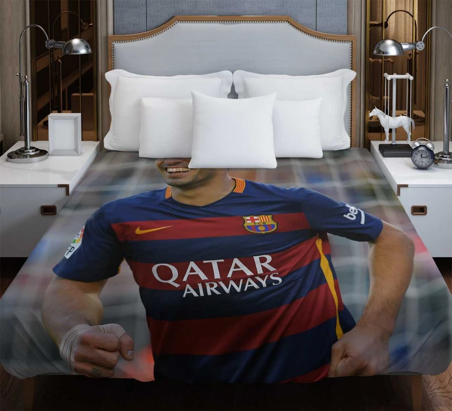 Energetic Barca Soccer Player Luis Suarez Duvet Cover