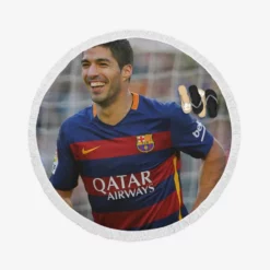 Energetic Barca Soccer Player Luis Suarez Round Beach Towel