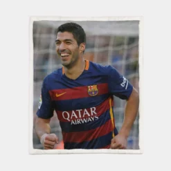 Energetic Barca Soccer Player Luis Suarez Sherpa Fleece Blanket 1