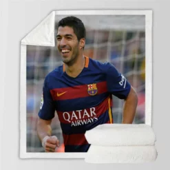 Energetic Barca Soccer Player Luis Suarez Sherpa Fleece Blanket