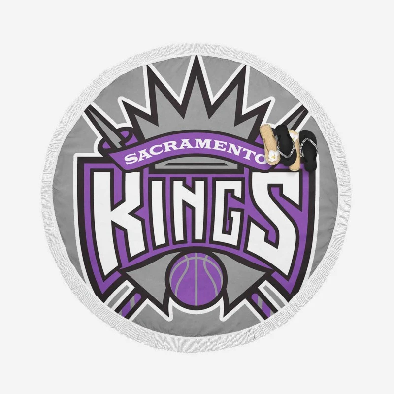 Energetic Basketball Team Sacramento Kings Round Beach Towel