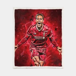 Energetic Dutch Soccer Player Virgil van Dijk Sherpa Fleece Blanket 1