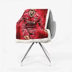 Energetic Dutch Soccer Player Virgil van Dijk Sherpa Fleece Blanket 2